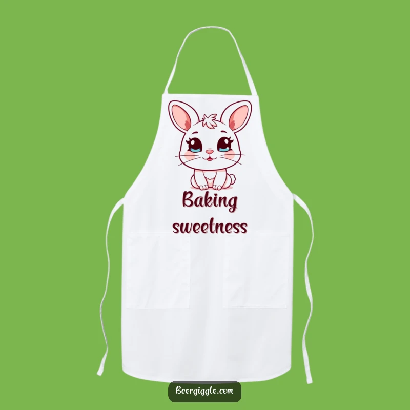 Funny Kawaii Bunny Apron: Chef's Apron with Bunny Winking Mug, Fun Gift