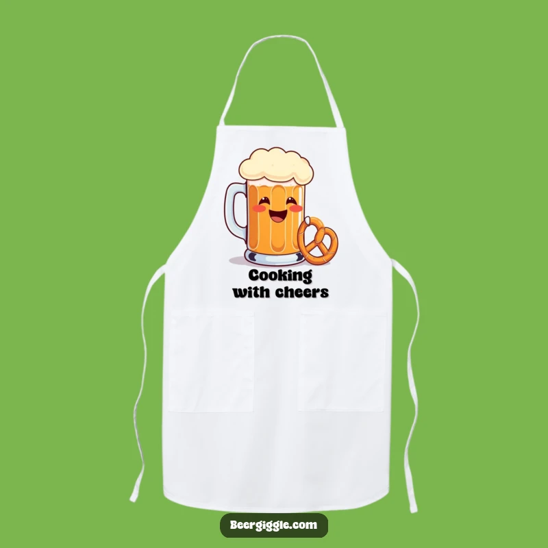 Funny Beer Mug Toasting Pretzel Apron - Kitchen Humor Gift for Budding Chefs