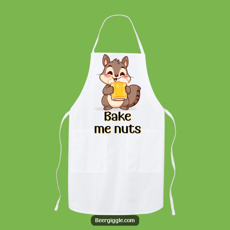 Funny Cheerful Squirrel Beer Mug Apron - Woodland Kitchen Humor Gift