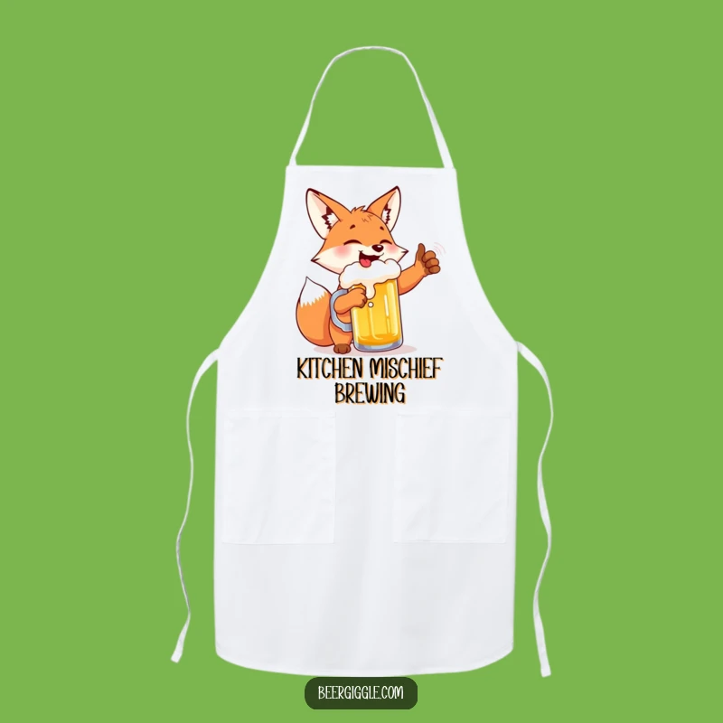 Funny Fox Beer High-Five Apron: Hilarious Kitchen Fun