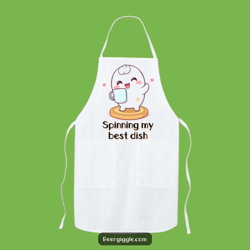 Funny Kawaii Coaster Apron: Kitchen Fun with a Spinning Character, Great Gift
