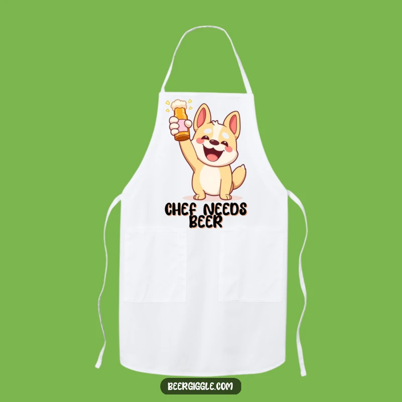 Funny Kawaii Dog Beer Toast Apron - Chef's Delight & Hilarious Gift!