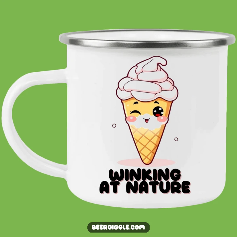Funny Hop Cone Wink Camping Mug: Adventure With A Cheeky Twist