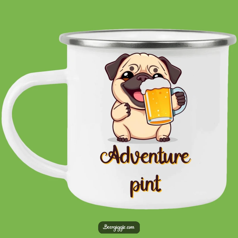 Funny Pug Beer Toast Camping Mug: Rugged & Hilarious Outdoor Fun