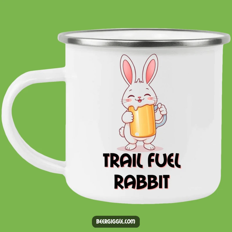 Funny Rabbit Stein Camping Mug: Smiling Character Holds Large Beer - Outdoor Gift!