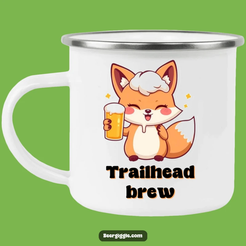 Funny Kawaii Fox Beer Wink Camping Mug: Adventure-Ready Humor