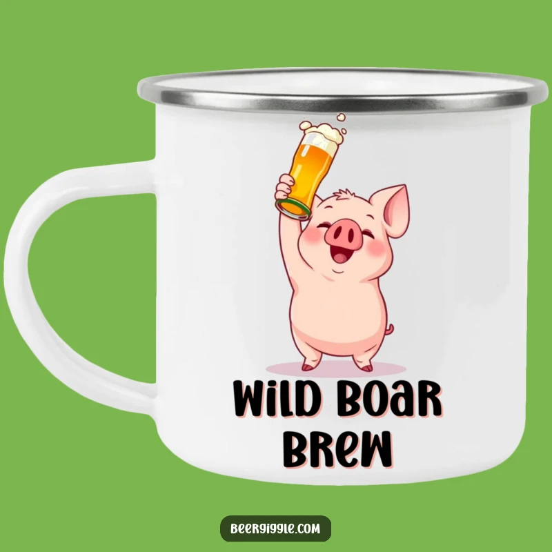 Funny Gleeful Pig Beer Bottle Camping Mug - Outdoor Humor Gift