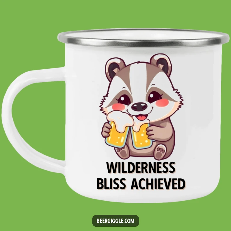 Funny Kawaii Badger Beer Camping Mug - Outdoor Fun Gift