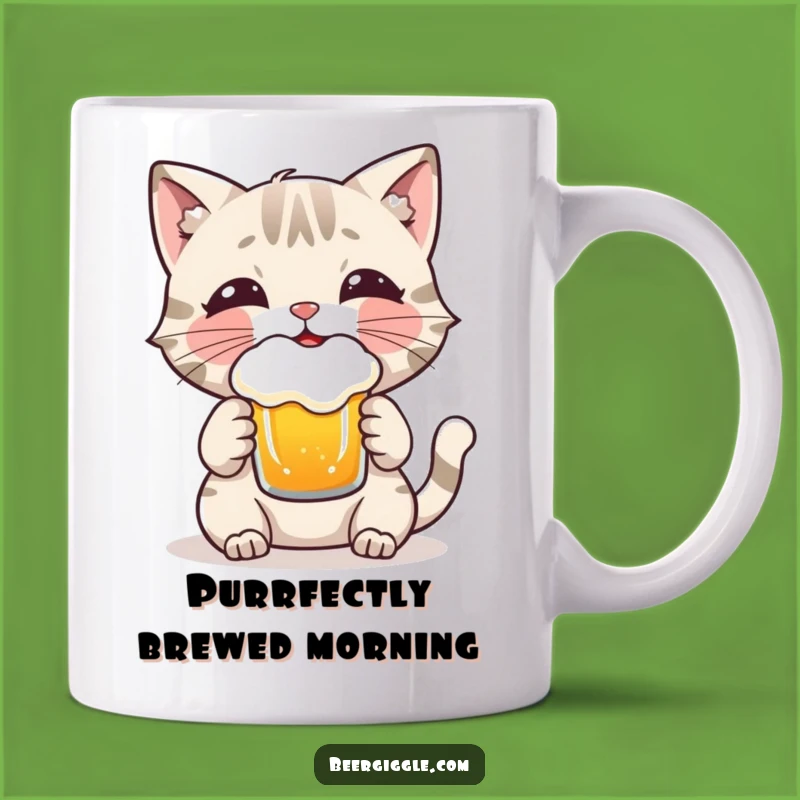 Funny Cat Beer Mug: Playful Character Enjoys Frothy Brew - Perfect Gift!