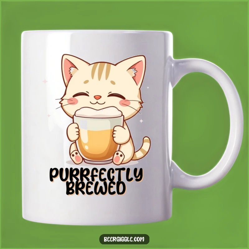 Funny Cat Beer Mug - Smiling Relaxed Feline Brew Lover Gift