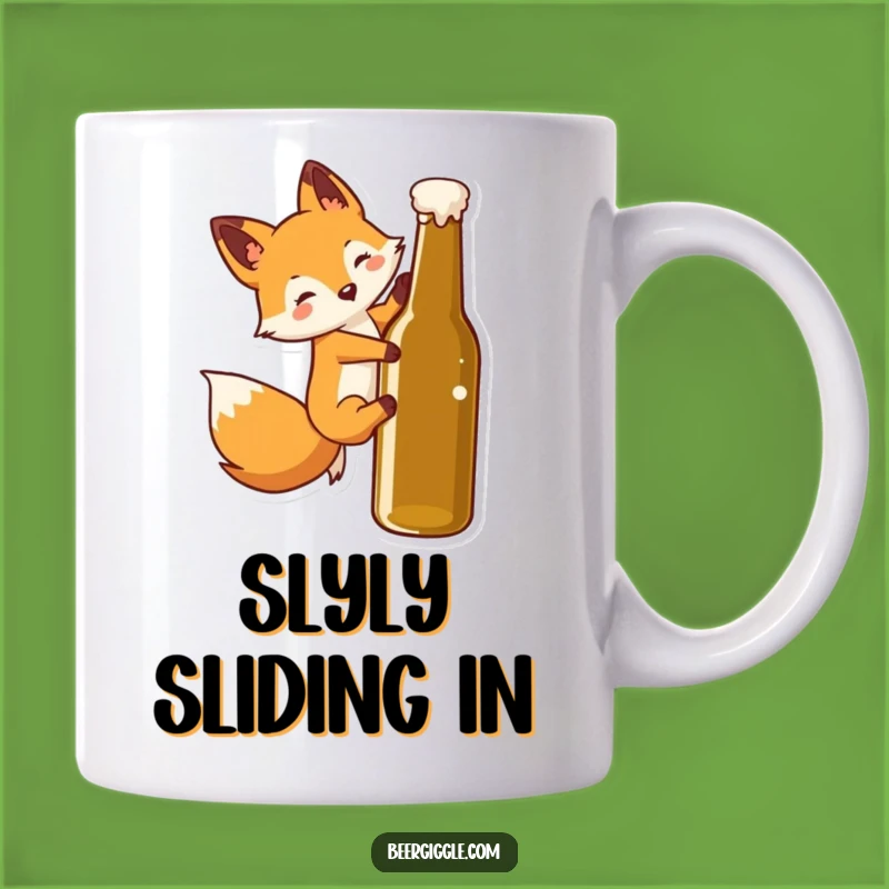 Funny Kawaii Fox Mug: Fox Sliding Beer Bottle Mug, Perfect Humorous Gift