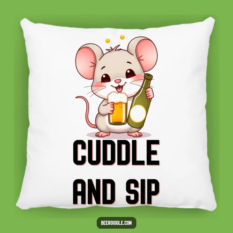 Funny Kawaii Mouse Beer Pillow - Cozy Comfort & Hilarious Cheers!