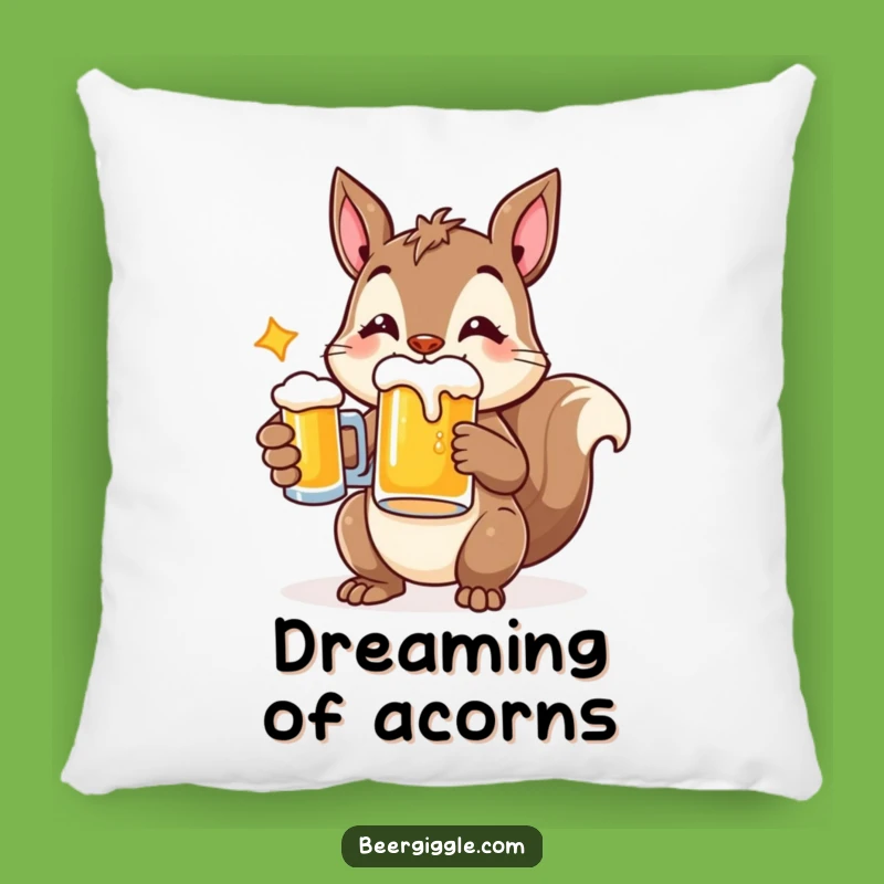 Funny Cheerful Squirrel Beer Pillow - Snuggle Up with Woodland Cheer!
