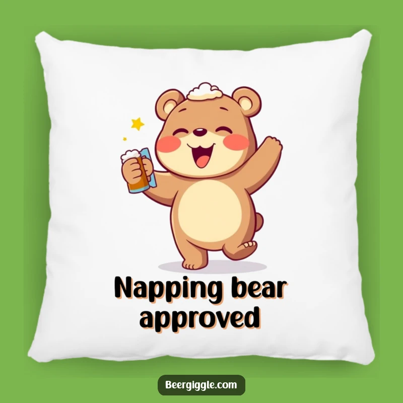 Funny Bear Beer Dance Pillow: Cozy & Hilarious Comfort for Beer Lovers