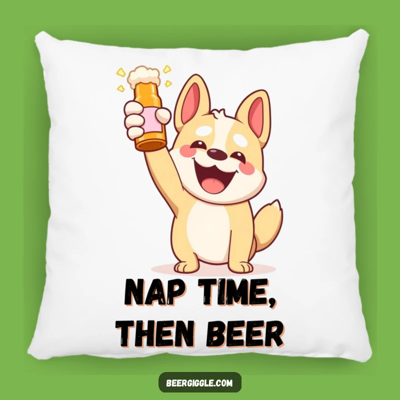Funny Kawaii Dog Beer Toast Pillow - Cozy Comfort & Hilarious Decor!