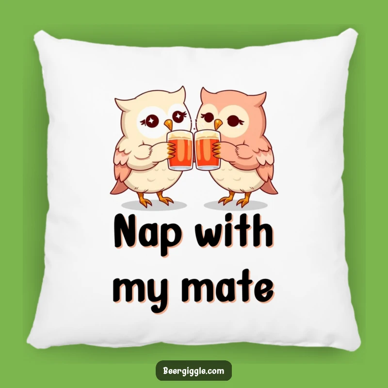 Funny Kawaii Owl Mugs Pillow - Cozy Friendship Comfort Gif