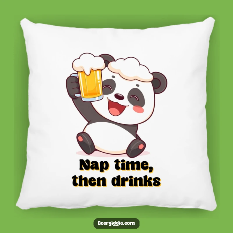Funny Panda Pillow - Cozy Beer Stein Comfort for Cheerful Decor