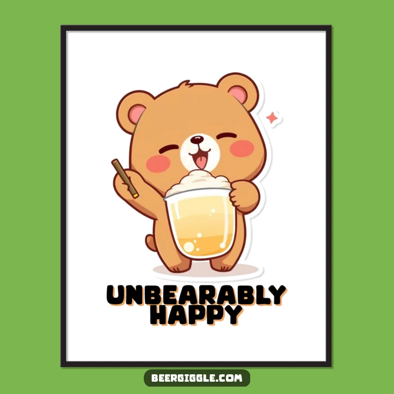 Funny Bear Winking Digital Art: Hilarious Printable for Playful Decor