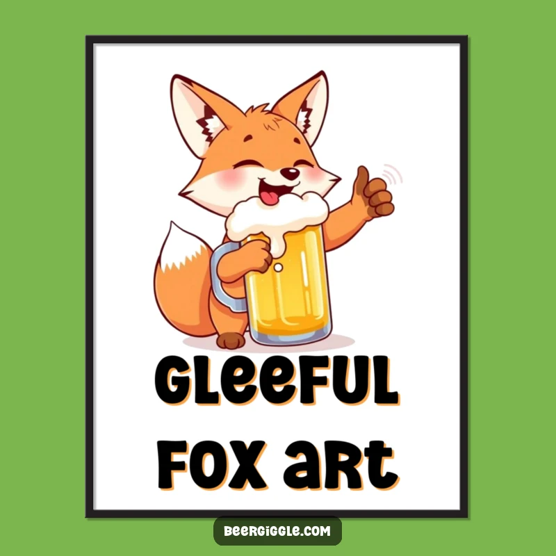 Funny Fox Beer High-Five Digital Art: Instant Hilarious Decor