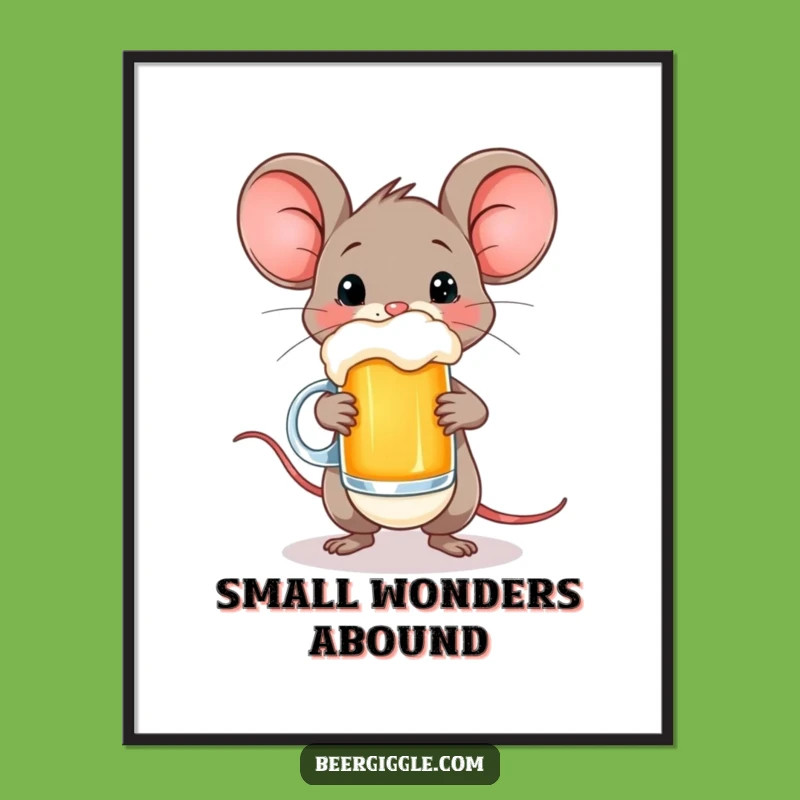 Funny Happy Mouse Beer Digital Art - Instant Charm for Your Walls!