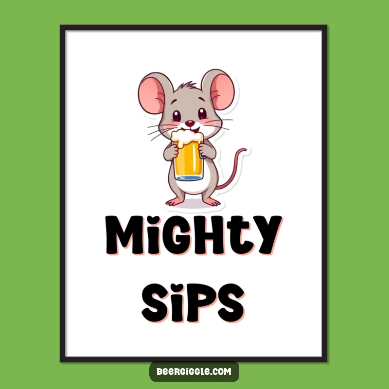 Funny Happy Mouse Beer Mug Digital Art - Instant Cute Download