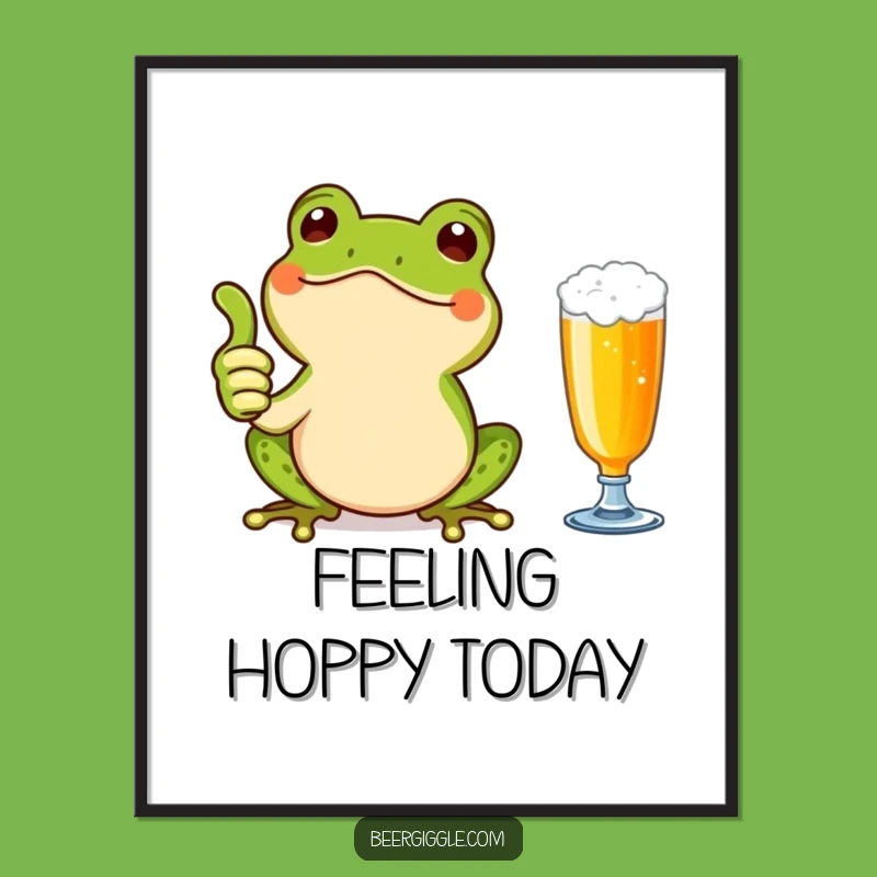 Funny Kawaii Frog Thumbs Up Digital Art - Instant Cheer & Hilarious Decor!