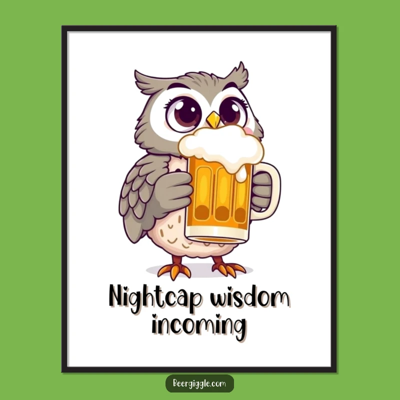 Funny Owl Beer Digital Art: Hilarious Printable Decor for Beer Lovers
