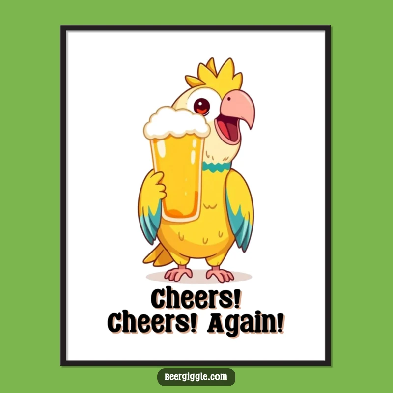 Funny Parrot Digital Art: Toasting Bliss Instant Download, A Vibrant Funny Gift!