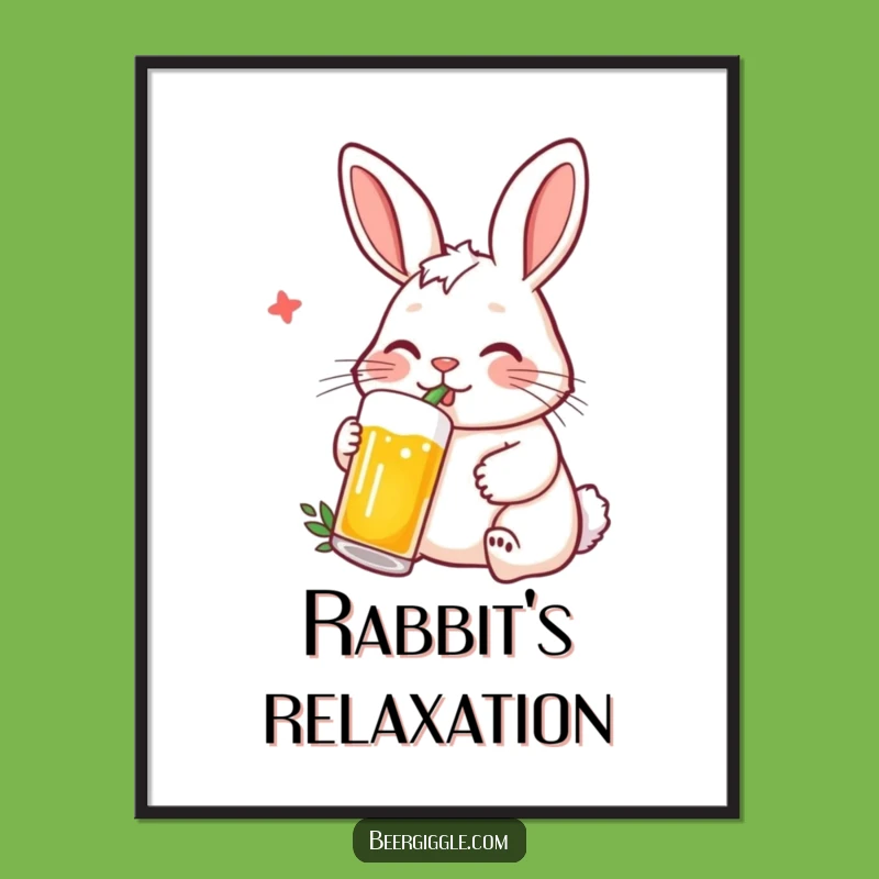 Funny Rabbit Beer Digital Print: Instant Relaxed Decor for a Chill Space