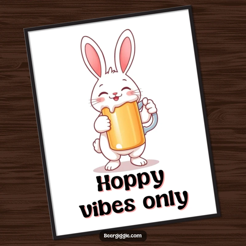 Funny Rabbit Digital Art: A smiling rabbit character holding a large stein, ready to add whimsical humor digitally.