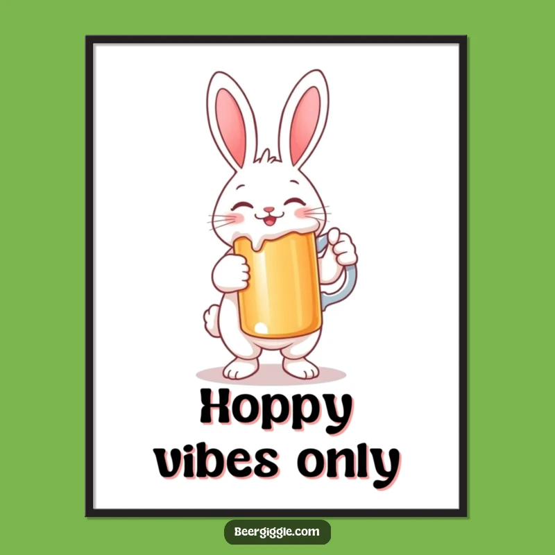 Funny Rabbit Stein Digital Art: Smiling Character Holds Large Beer - Instant Gift!