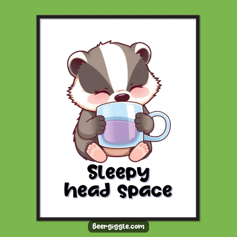 Funny Sleepy Badger Digital Print: Instant Relaxed Decor for a Peaceful Space