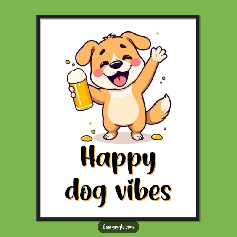 Funny Dancing Dog Digital Print: Instant Hilarious Artwork for Your Celebratory Space