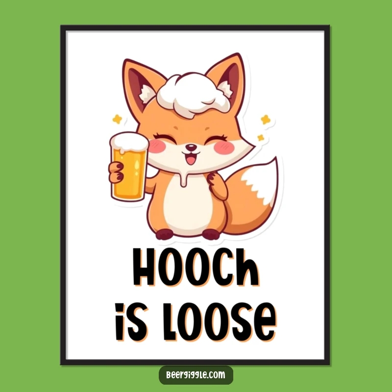 Funny Kawaii Fox Beer Wink Digital Art: Instant Hilarious Decor Download