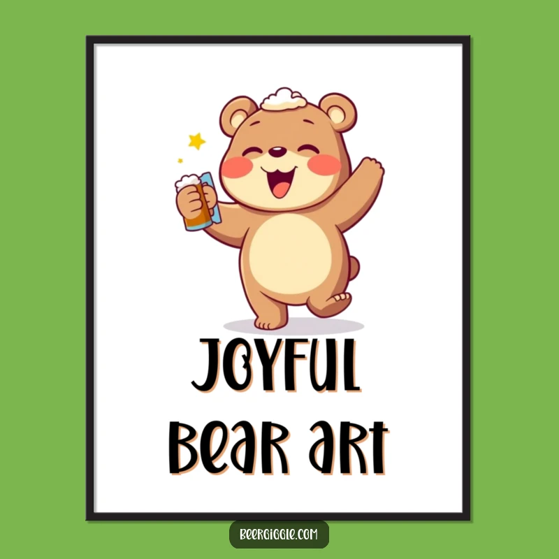 Funny Bear Beer Dance Digital Art: Instant Hilarious Wall Decor