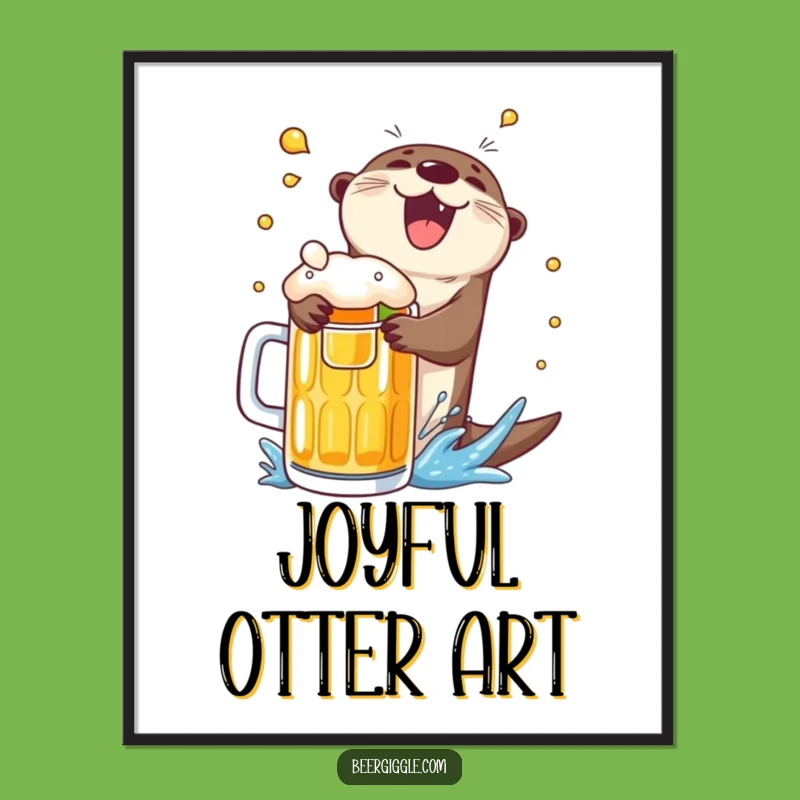 Funny Otter Beer Splash Digital Art: Instant Hilarious Decor