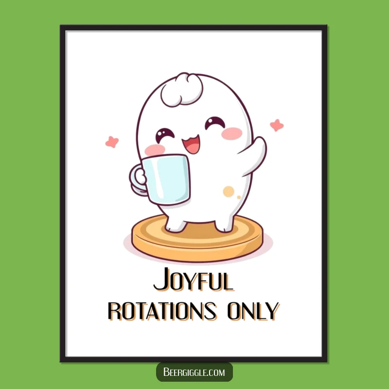 Funny Kawaii Coaster Digital Art: Spinning Character Decor, Instant Download Gift