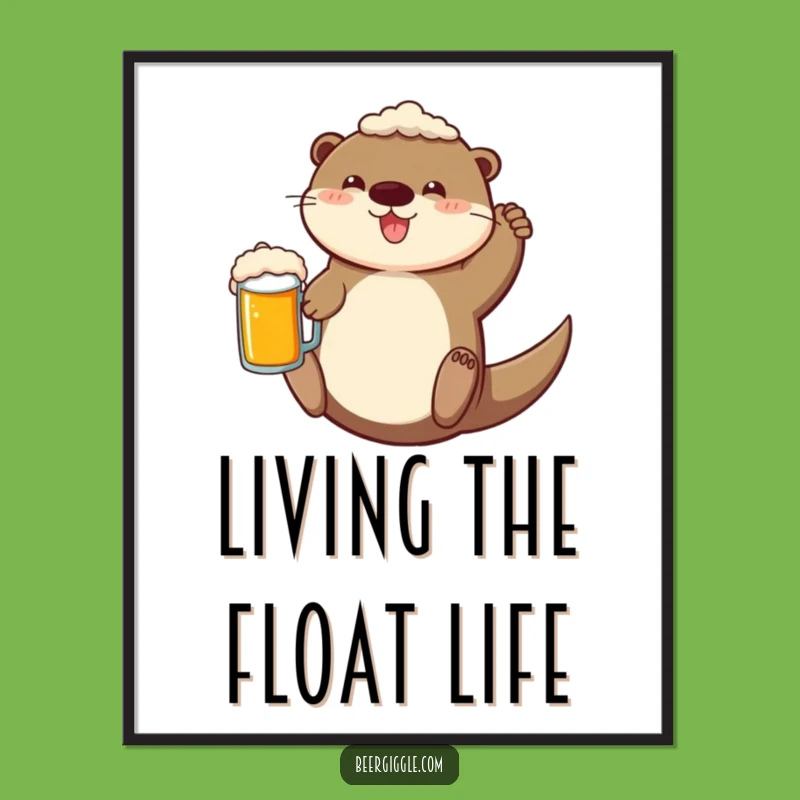 Funny Otter Digital Art: Floating Bliss Instant Download, A Charming Funny Gift!
