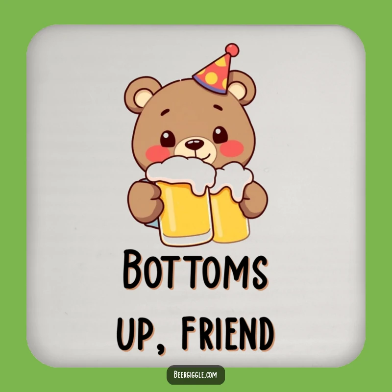 Funny Bear Party Beer Coaster: Hilarious Protection for Your Drinks