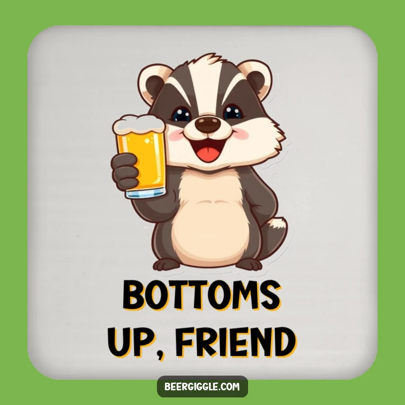 Funny Delighted Badger Beer Toast Coaster - Festive Drink Protection