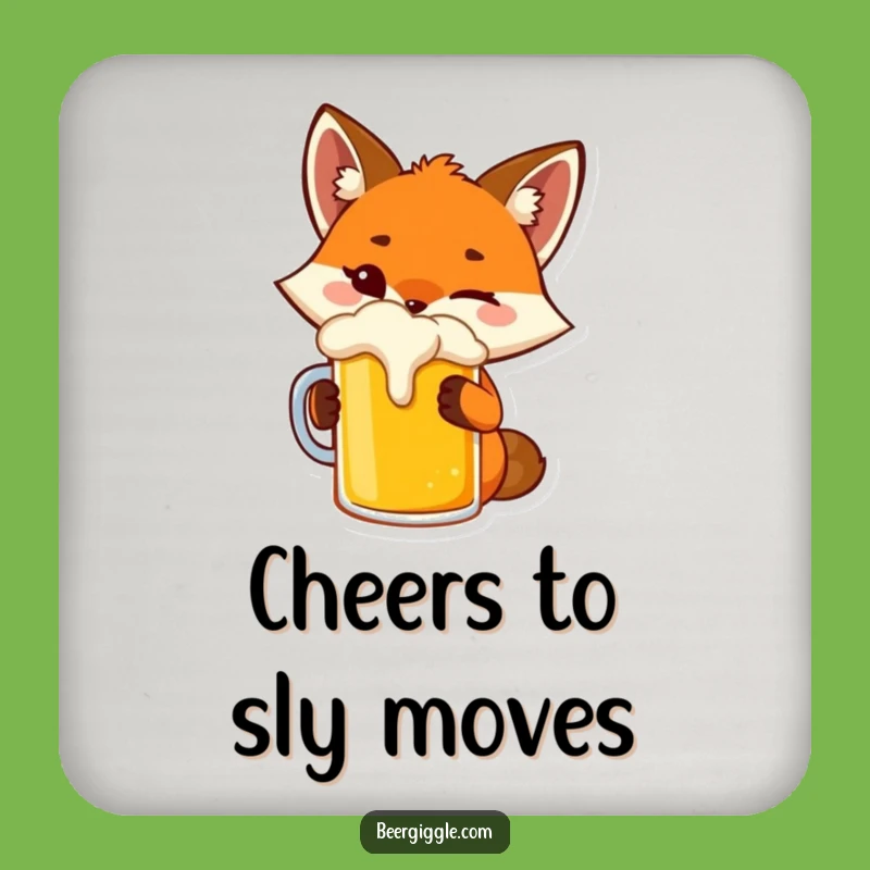 Funny Fox Drink Coaster - Winking Vixen Beer Protection for Tables