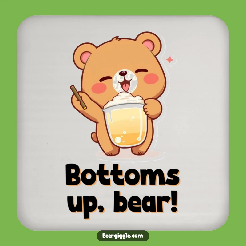 Funny Bear Winking Coaster: Protect Surfaces with Hilarious Charm