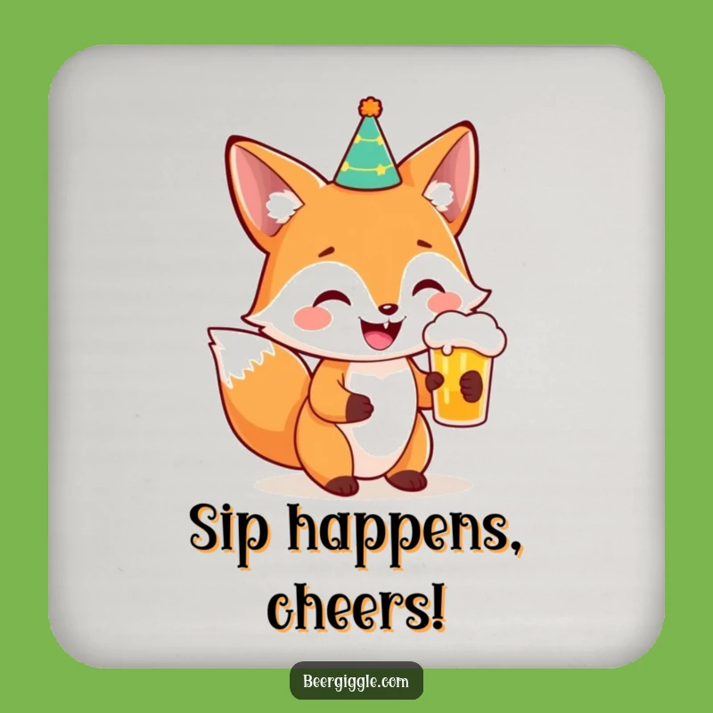 Funny Fox Party Beer Coaster: Protect Surfaces in Hilarious Style