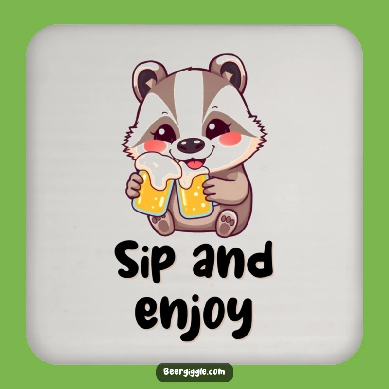 Funny Kawaii Badger Beer Coasters - Protect Surfaces with Humor