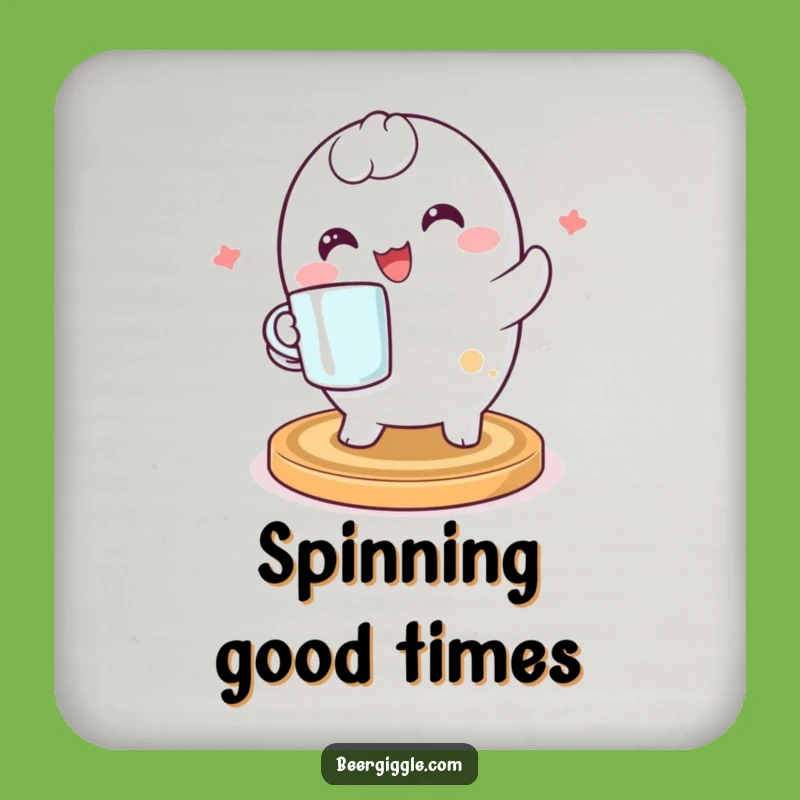 Funny Kawaii Coaster Drink Coaster: Happy Spinning Character for Table Protection