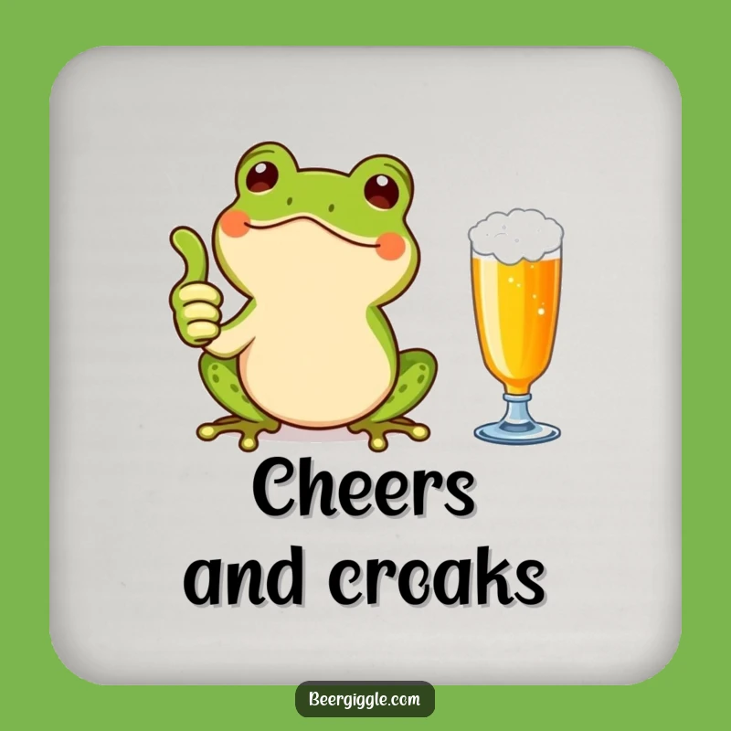 Funny Kawaii Frog Thumbs Up Coaster - Protect Surfaces with Cheerful Art!