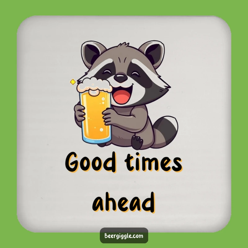 Funny Kawaii Raccoon Beer Delight Coaster Set: Protect Surfaces with Smiles