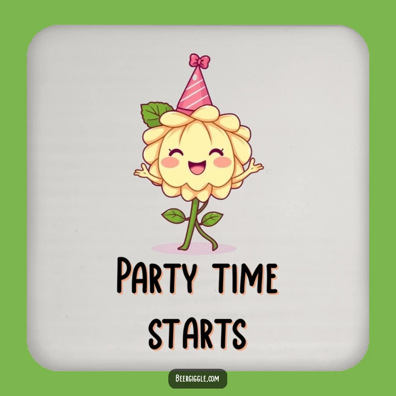 Funny Hops Flower Party Coaster Set - Protect Tables with Floral Fun