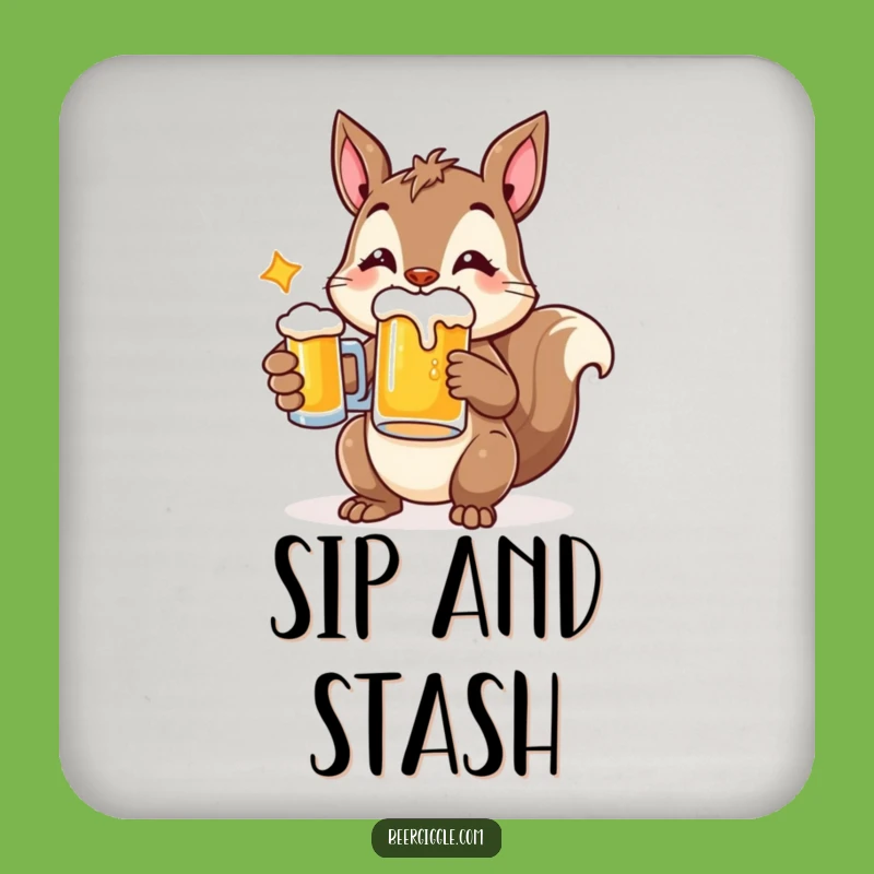 Funny Cheerful Squirrel Beer Coaster - Protect Your Surfaces with Charm!
