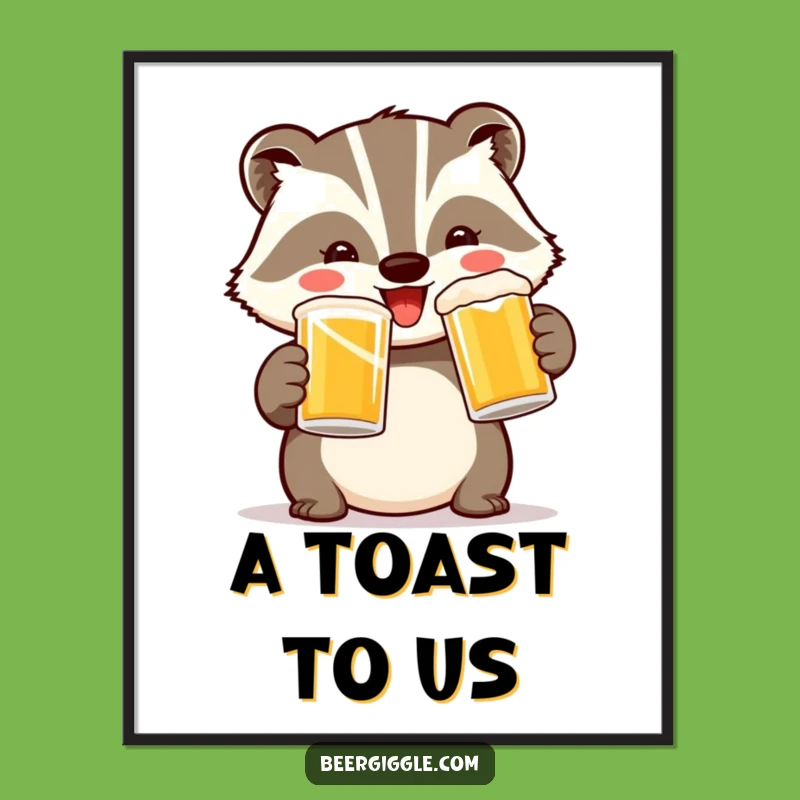 Funny Badger Toast Poster: Hilarious Wall Art for Festive Vibes